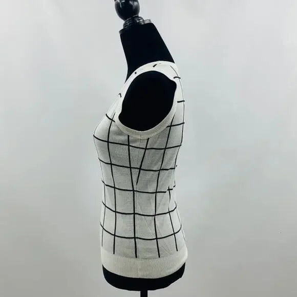 Halogen White & Black Box Striped Sweater Vest - Picture 7 of 10